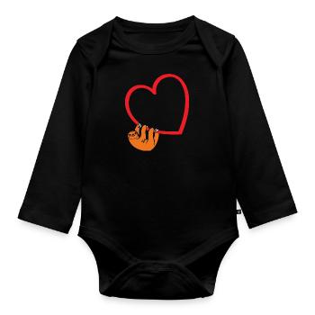 Sloth Valentines Day, Womens Sloths Valentine Hear - Body Bébé bio manches longues - noir - Devant