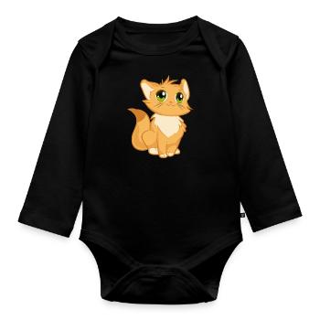 kitten - Organic Longsleeve Baby Bodysuit - black - Front