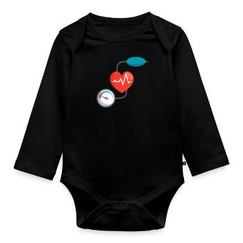 Blutdruckmessgerät - Baby Bio-Langarm-Body - Schwarz - Vorne