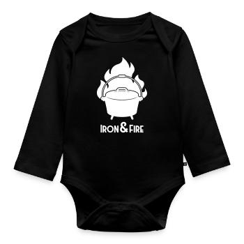 Iron and fire Dutch oven - Organic Longsleeve Baby Bodysuit - black - Front