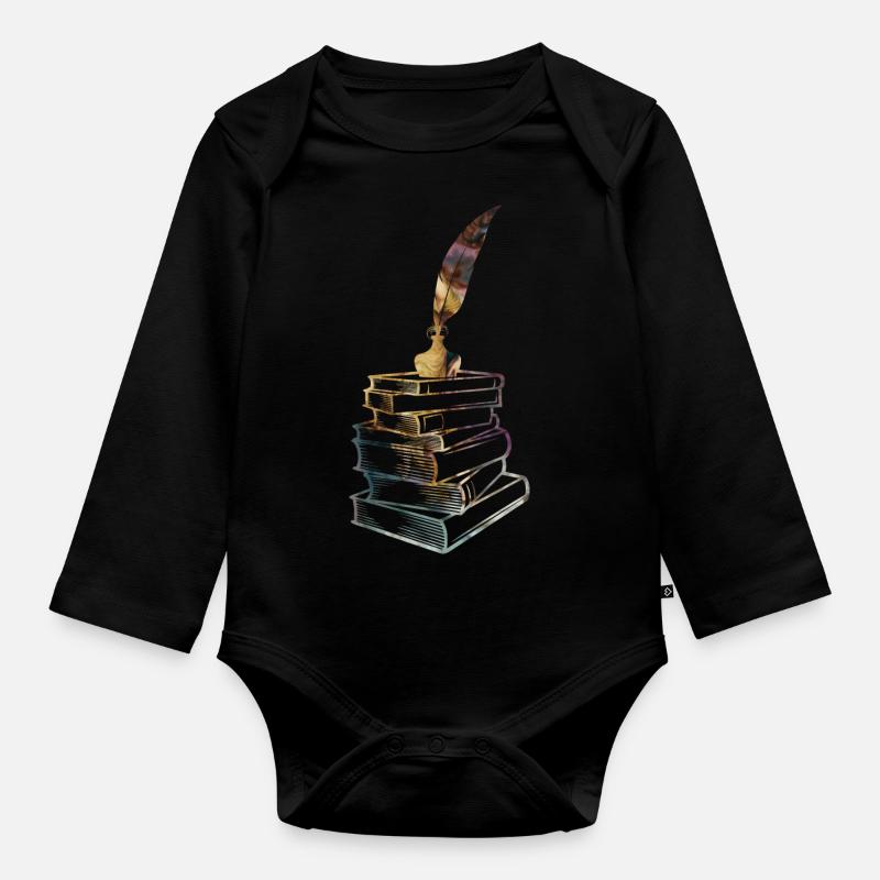 Buch, Bücher - Baby Bio-Langarm-Body - Schwarz