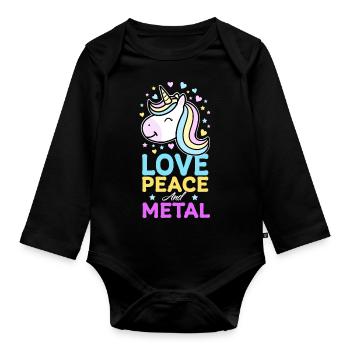 Metal unicorn - Organic Longsleeve Baby Bodysuit - black - Front