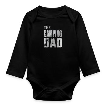 Camping Papa Camper Papa Caravane Camping Cadeau - Body Bébé bio manches longues - noir - Devant