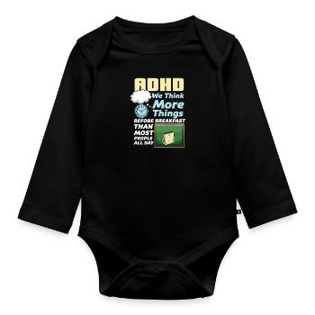 TDAH Nous pensons plus avant le petit déjeuner que - Body Bébé bio manches longues - noir - Devant