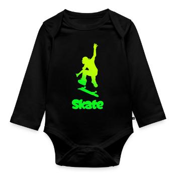 skate planche à roulettes sk8 - Body Bébé bio manches longues - noir - Devant