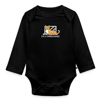 I'm A Purrgrammer Für Computer Programmierer - Baby Bio-Langarm-Body - Schwarz - Vorne