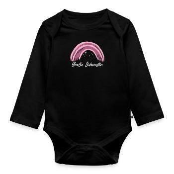 Große Schwester 2021 Werdende Schwester Shirt - Baby Bio-Langarm-Body - Schwarz - Vorne