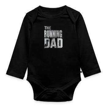 Running Dad Laufen Joggen Marathon Sport Geschenk - Baby Bio-Langarm-Body - Schwarz - Vorne