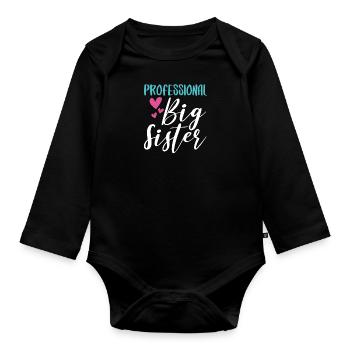 Professional Big Sister Große Schwester 2021 - Baby Bio-Langarm-Body - Schwarz - Vorne