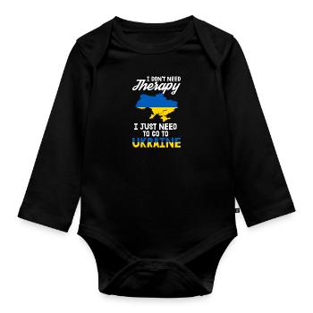 Ukraine Thérapie Kiev drapeau ukrainien cadeau - Body Bébé bio manches longues - noir - Devant