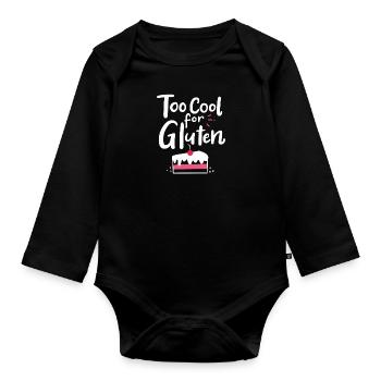 Too Cool For Gluten For Celiac Awareness - Organic Longsleeve Baby Bodysuit - black - Front