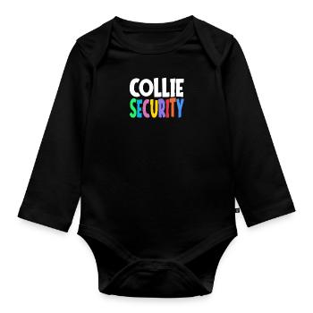 Border collie dog herding dog safety gift - Organic Longsleeve Baby Bodysuit - black - Front
