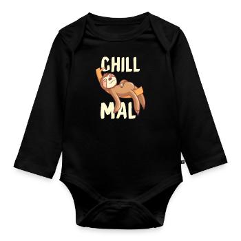 Chill sloth relaxing and chilling gift - Organic Longsleeve Baby Bodysuit - black - Front