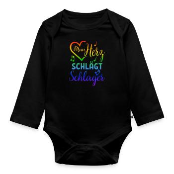 Schlager Geschenk Musik Party Raving Konzert - Baby Bio-Langarm-Body - Schwarz - Vorne