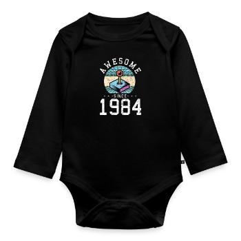 Awesome since 1984 Gamer Retro Millésime cadeau - Body Bébé bio manches longues - noir - Devant
