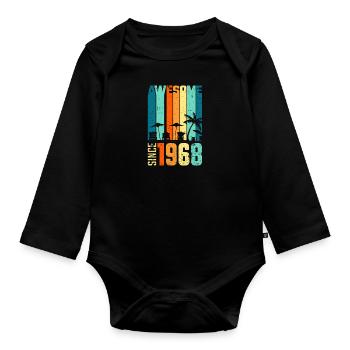 Vintage 1968 68 Anniversaire Rétro Millésime cadeau - Body Bébé bio manches longues - noir - Devant