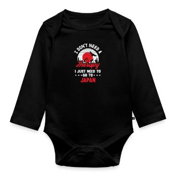 Therapie Japan japanisch Retro Spruch Geschenk - Baby Bio-Langarm-Body - Schwarz - Vorne