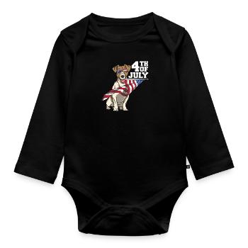 Beagle Dog 4 July America Independence Gift - Organic Longsleeve Baby Bodysuit - black - Front