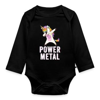 Power Metal Dabbing Unicorn - Dabbing Unicorn - Body Bébé bio manches longues - noir - Devant
