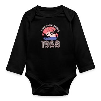 Anniversaire 1968 68 Vintage Rétro Millésime cadeau - Body Bébé bio manches longues - noir - Devant