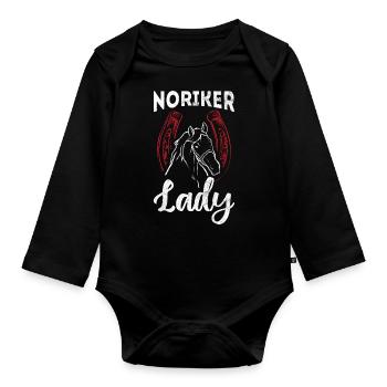 Noriker Lady Reiter Pferde Reiten Noriker - Baby Bio-Langarm-Body - Schwarz - Vorne
