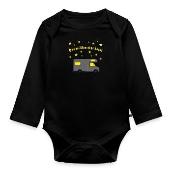 one million star hotel - Organic Longsleeve Baby Bodysuit - black - Front