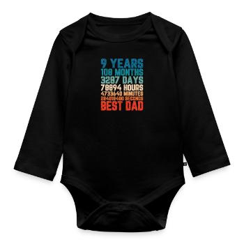 9 Jahre Bester Papa Vater Monate Spruch Geschenk - Baby Bio-Langarm-Body - Schwarz - Vorne