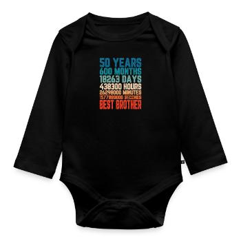 50 Jahre Bester Bro Bruder Monate Spruch Geschenk - Baby Bio-Langarm-Body - Schwarz - Vorne