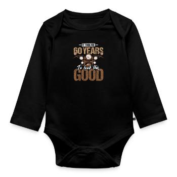 60th Birthday Biker Motorcycle Vintage Gift - Organic Longsleeve Baby Bodysuit - black - Front