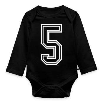 5 Number symbol - Organic Longsleeve Baby Bodysuit - black - Front