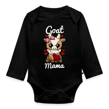 Goat Mama Heart Goats Love Goat Mom - Organic Longsleeve Baby Bodysuit - black - Front