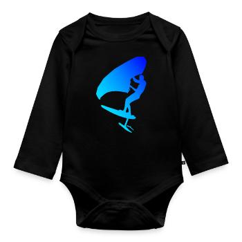 wingfoil wingsurfen hydrofoil Damen wingsurf - Baby Bio-Langarm-Body - Schwarz - Vorne