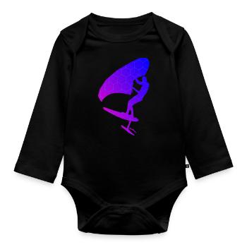 foilwing wingsurfen hydrofoil wingsurf Herren - Baby Bio-Langarm-Body - Schwarz - Vorne