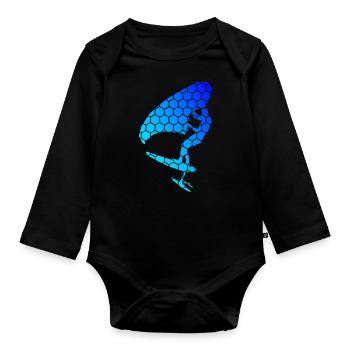 Men's wingsurf women wingfoil hydrofoil wingsurfe - Organic Longsleeve Baby Bodysuit - black - Front