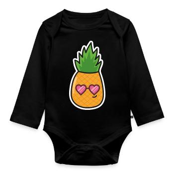 Pineapple - Organic Longsleeve Baby Bodysuit - black - Front