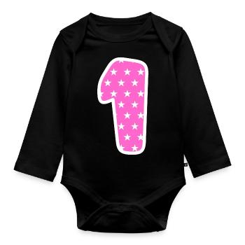 Eins - Baby Bio-Langarm-Body - Schwarz - Vorne