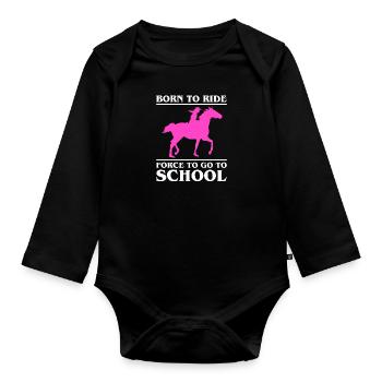 Né pour rouler forcé au travail Cavalier de l’école - Body Bébé bio manches longues - noir - Devant