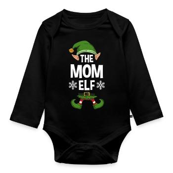Group Matching Family Christmas Gift Elf - Baby Bio-Langarm-Body - Schwarz - Vorne