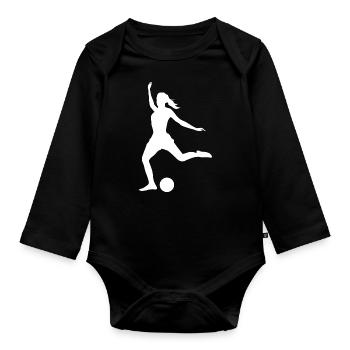 Damen Fussballspielen Herren Fussball Fussballer - Baby Bio-Langarm-Body - Schwarz - Vorne