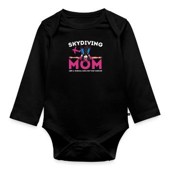 Fallschirmspringen Mama Skydiving Base Jumping - Baby Bio-Langarm-Body - Schwarz - Vorne