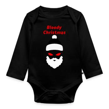 Noël sanglant Joyeux Noël Horreur - Body Bébé bio manches longues - noir - Devant