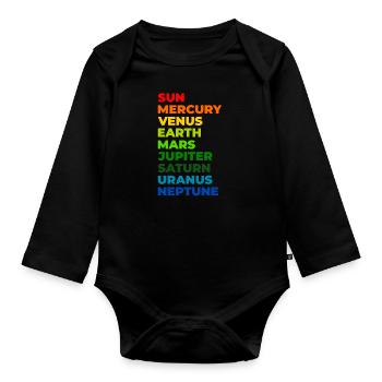 Solar system - Organic Longsleeve Baby Bodysuit - black - Front