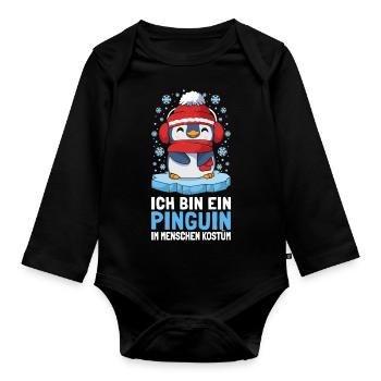 Pinguine Ich Bin Ein Pinguin - Baby Bio-Langarm-Body - Schwarz - Vorne