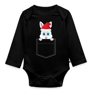Christmas - Organic Longsleeve Baby Bodysuit - black - Front