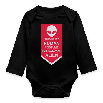 Citation extraterrestre de costume humain - Body Bébé bio manches longues - noir - Devant