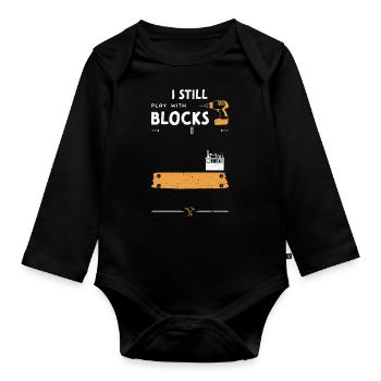 I Still Play With Blocks - Baby Bio-Langarm-Body - Schwarz - Vorne