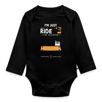 Je suis juste ici pour prendre l’ascenseur - Body Bébé bio manches longues - noir - Devant