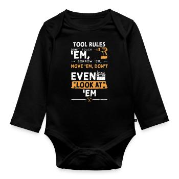 Tool Rules Don't Touch 'Em, Borr... - Baby Bio-Langarm-Body - Schwarz - Vorne