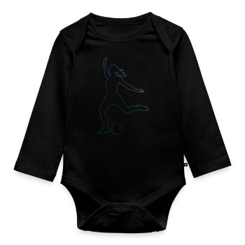 Fussballspiel Damen Fussballspielen Herren - Baby Bio-Langarm-Body - Schwarz - Vorne