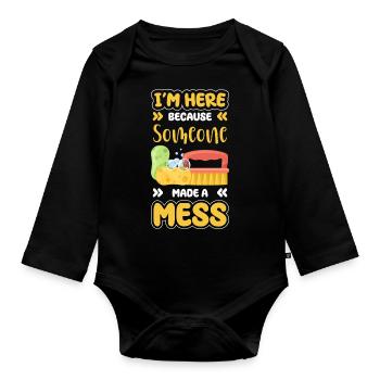 Craftsman broom and bucket cleaner - Organic Longsleeve Baby Bodysuit - black - Front